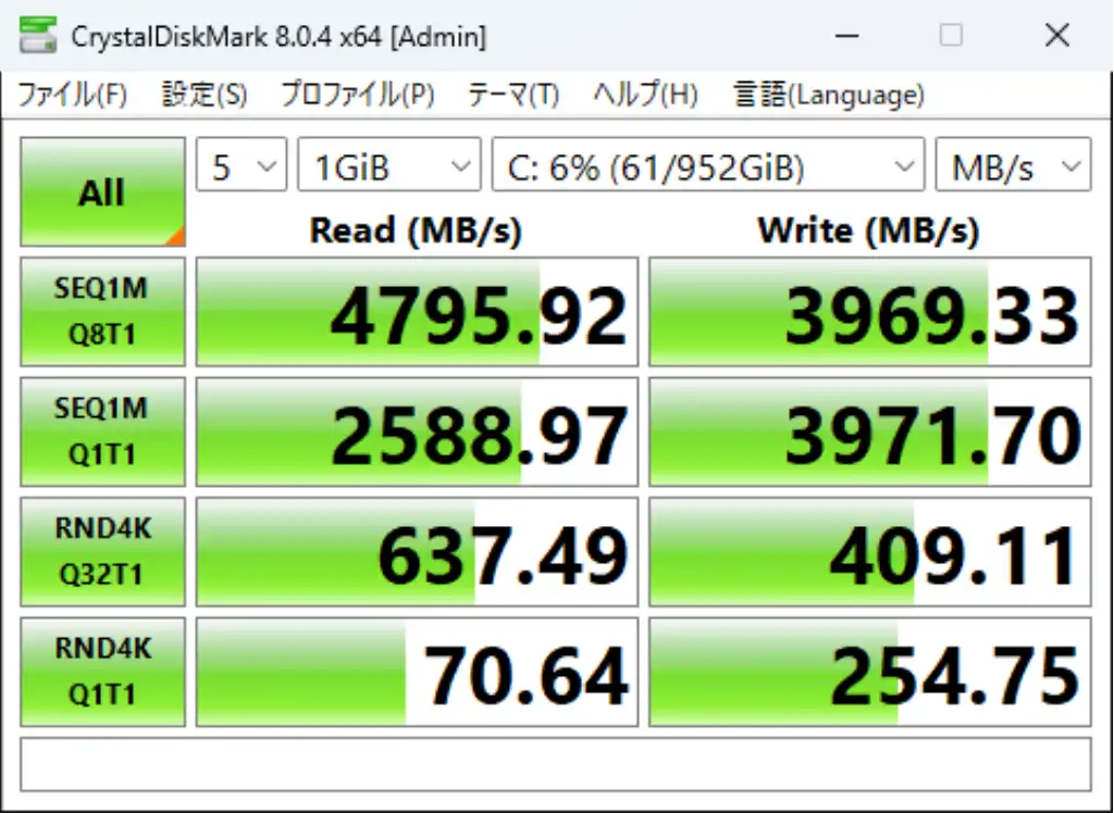 crystalDiskMark UM690