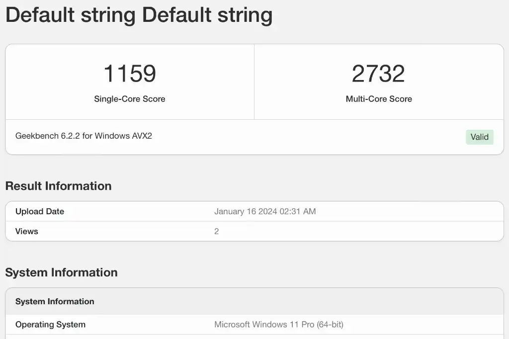 geekbench6 n100